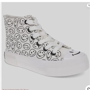 Joe Boxer KidsWhite and Black Smiley High Top Sneakers Nwt Size 1